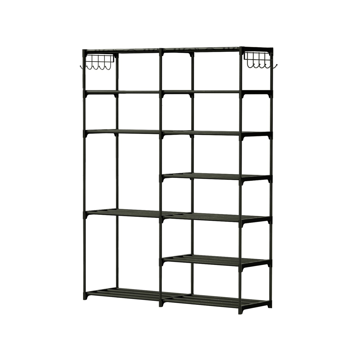 Metal Shoe Storage Shelf Free Standing Shoe Stand with 2 Row Hooks For Nice Cheap Online