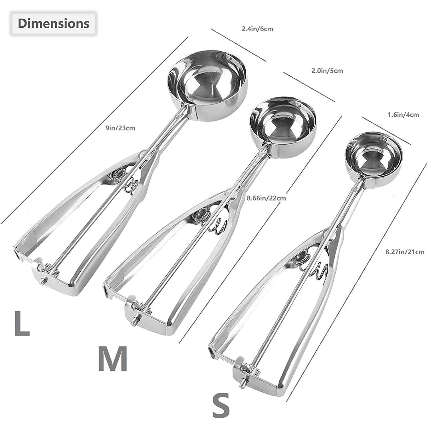 3-Pieces Set: Stainless Steel Cookie Scoops with Trigger Release Cheap Sale 2025 New