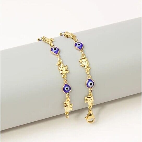 18k Gold Plated Elephant Blue Evil Eye Anklet Low Pice Fee Shipping Online