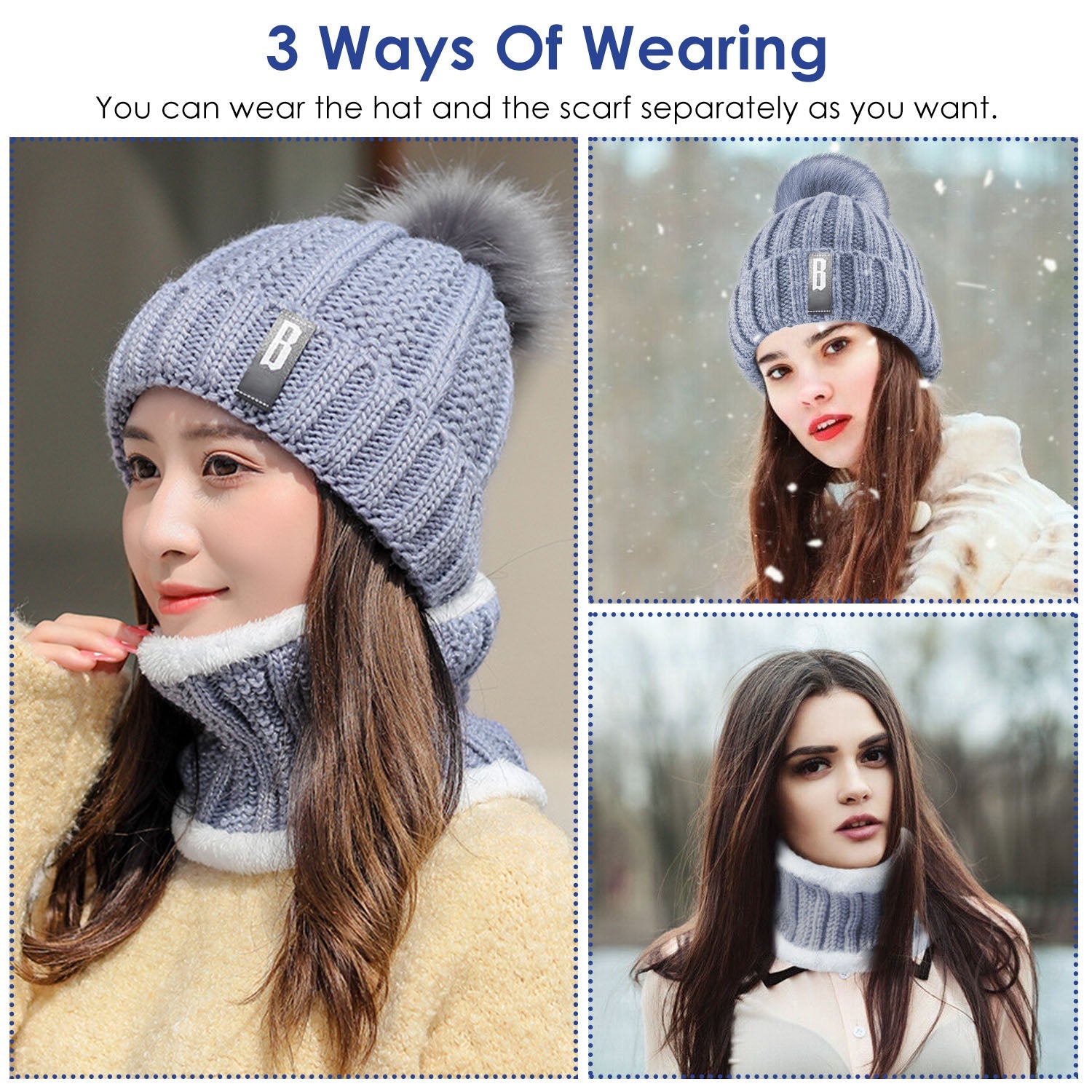 Winter Beanie Hat Scarf Set for Women Clearance Order