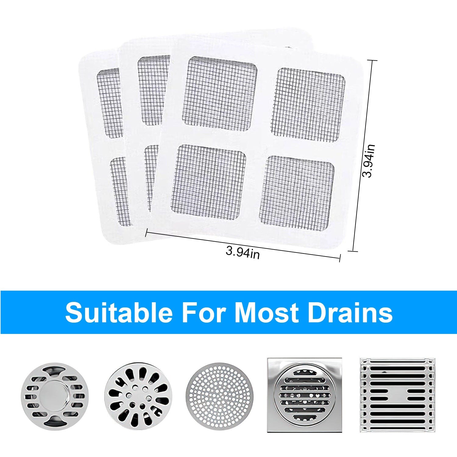 25-Pack:  3.94 x 3.94 Disposable Floor Drain Sticker Hair Catcher Outlet 2025 New