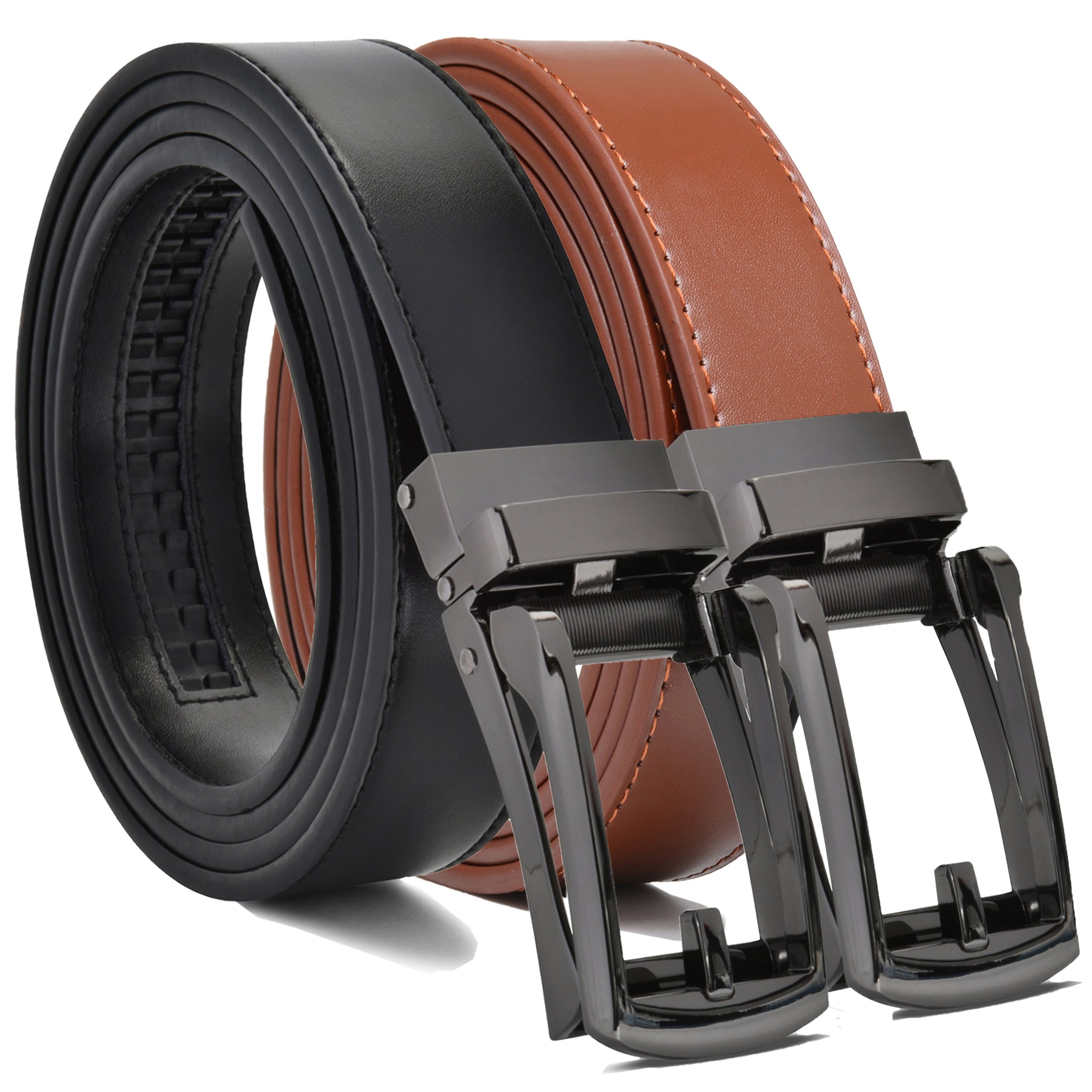 2-Pack: Carlo Fellini Men's Ratchet Belt Genuine Leather Belt Sale Cheapest Pice