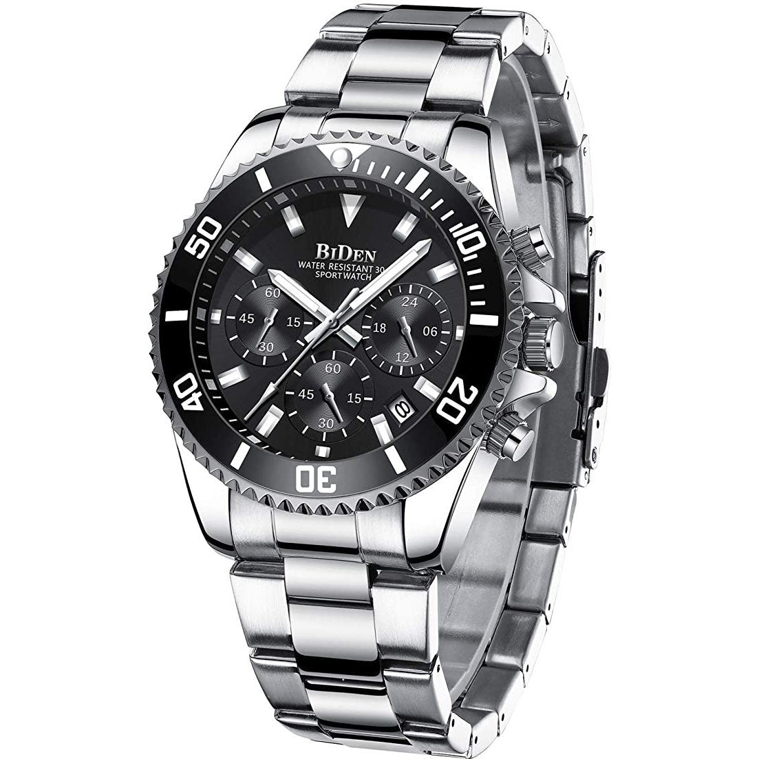 Men's Stainless Steel Watches Chronograph Clearance Free Shipping