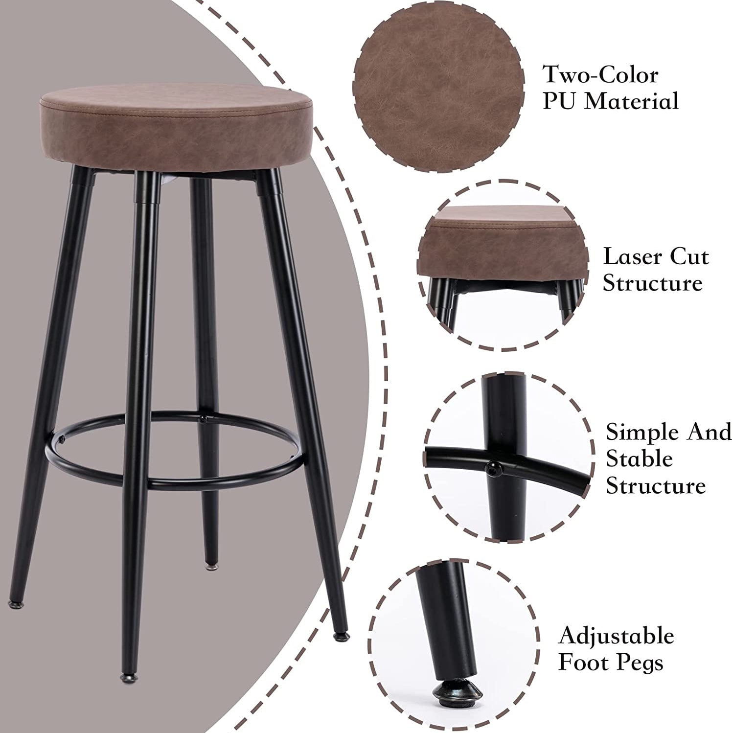 2-Piece: 28'' Metal Bar Stools Set Sale Huge Surprise