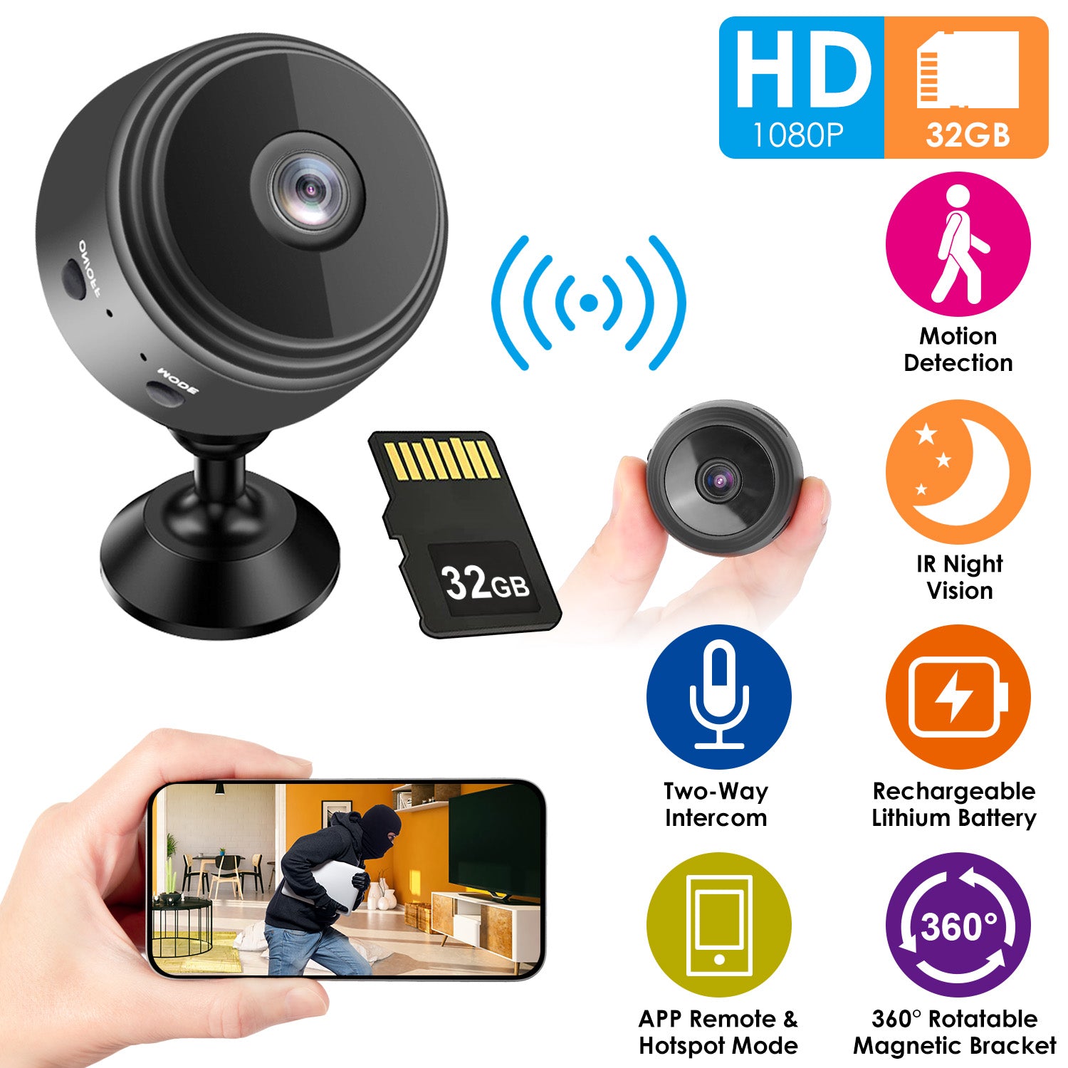 WIFI IP Home Security Camera 1080P Full HD with 32GB MMC Card Sale Real