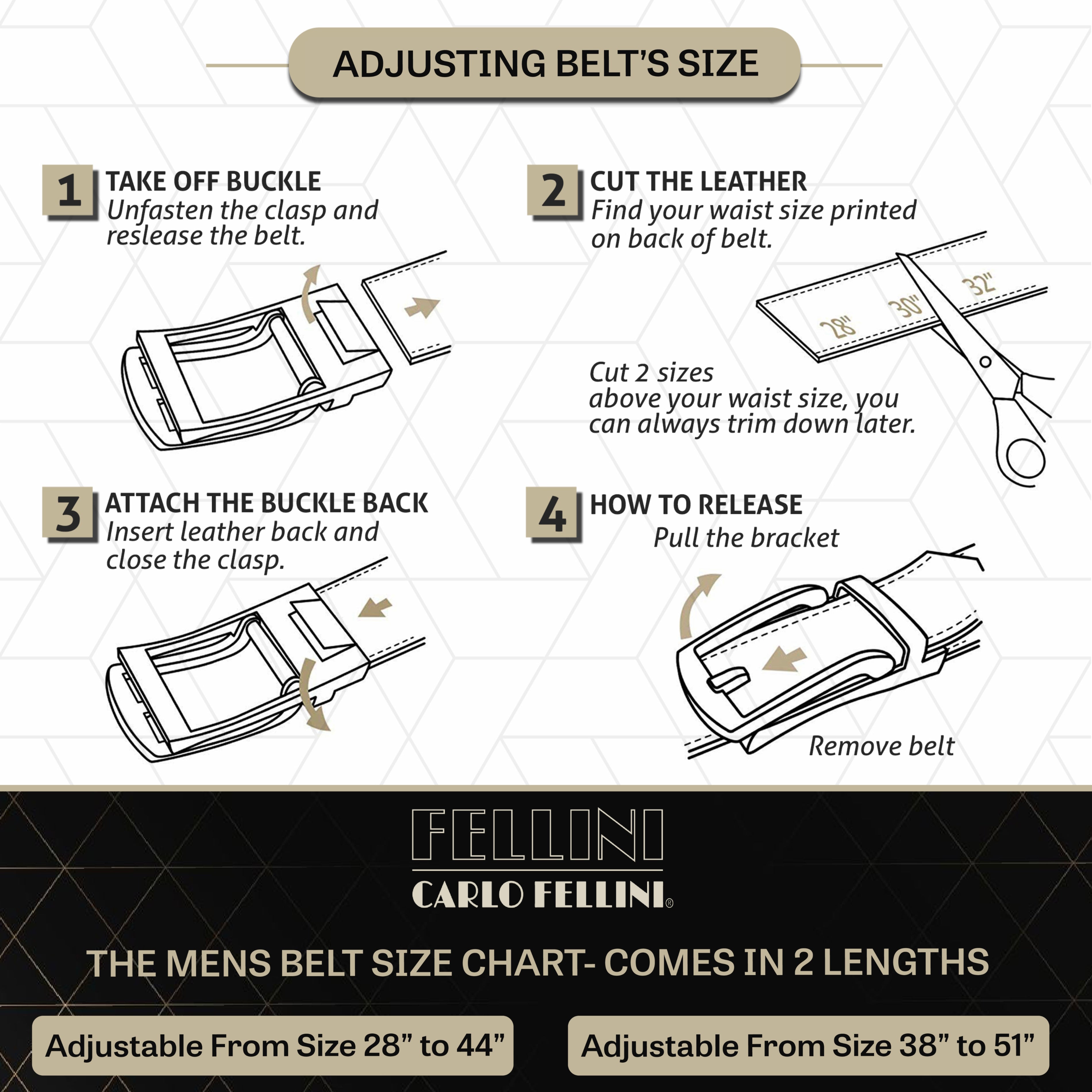 2-Pack: Carlo Fellini Men's Ratchet Belt Genuine Leather Belt Sale Cheapest Pice