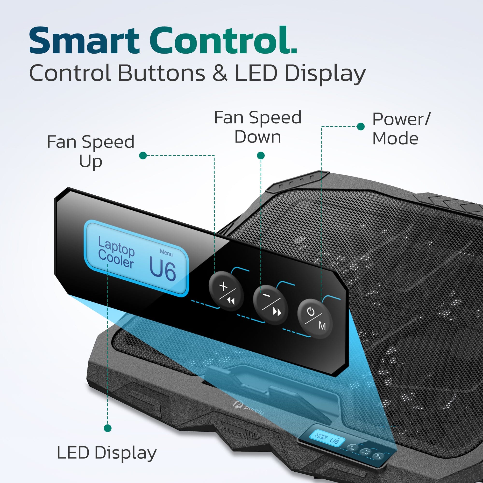 Purely Laptop Cooling Pad, 6 Adjustable Height Laptop Stand, 4 Fans: 3 Fan Modes + 6 Speeds, LED Display, 2 USB Ports How Much Online