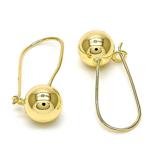 14K Gold Filled High Polish Finish Leverback Earring, Ball Design, Polished Finish, Golden Tone Cheap Affordable