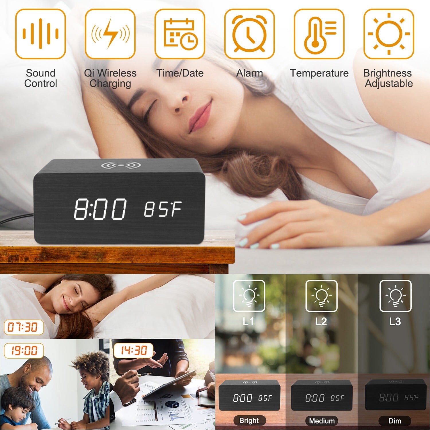 Qi Wireless Charger Digital Alarm Clock Sale Wholesale Pice