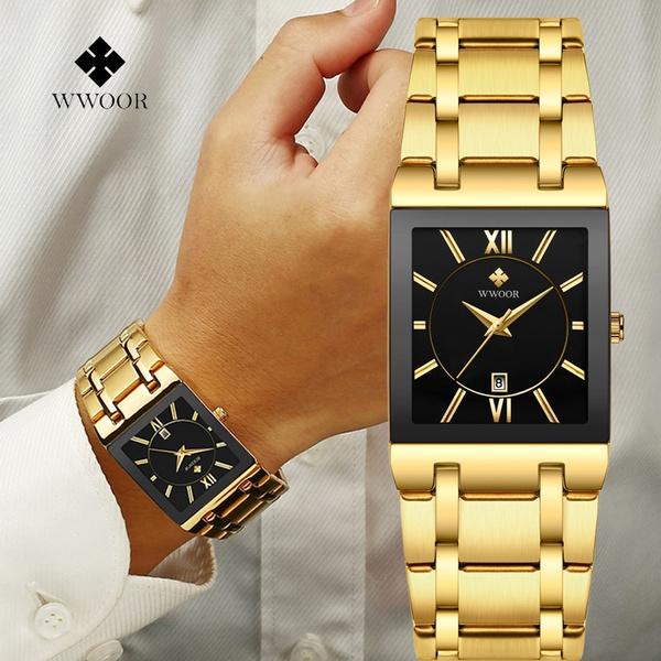 WWOOR Luxus Men Fashion Square Date Watch Low Pice Fee Shipping Online