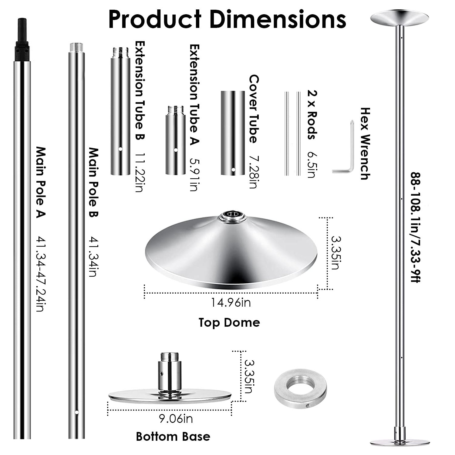 Stripper Dance Pole 45mm Spinning Static Dancing Pole Sale Big Discount