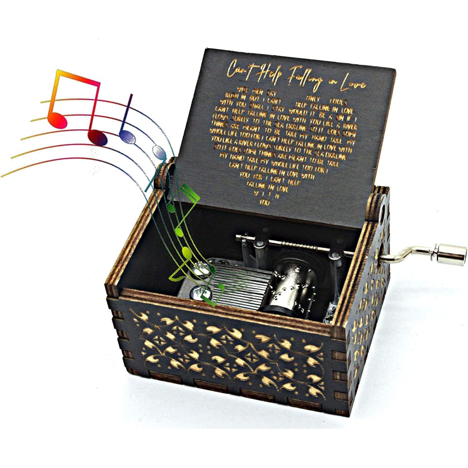 Antique Engraved Musical Box Can't Help Falling in Love Low Pice Fee Shipping Cheap Online