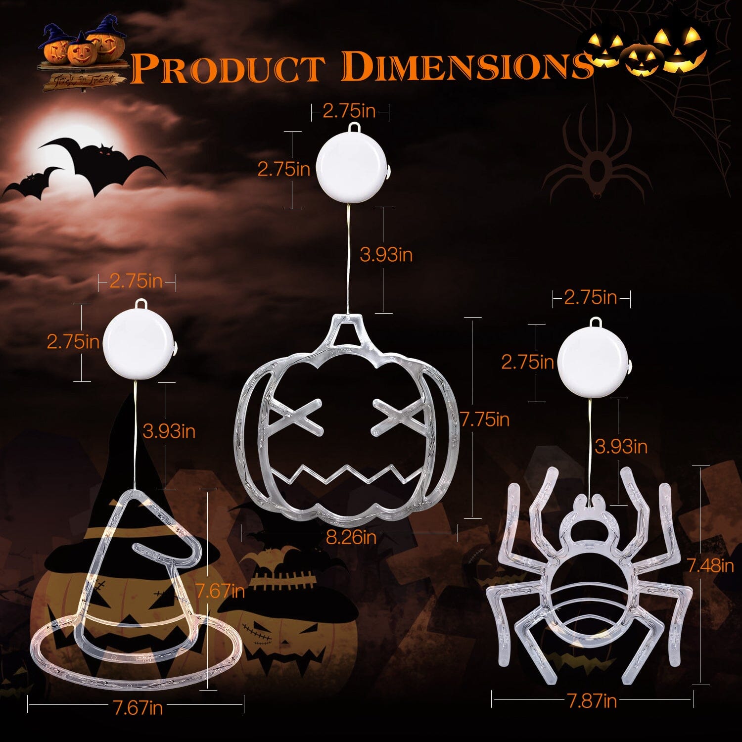 3-Pack: Halloween Window Light with Suction Cup Hanging Holes Clearance Manchester Great Sale