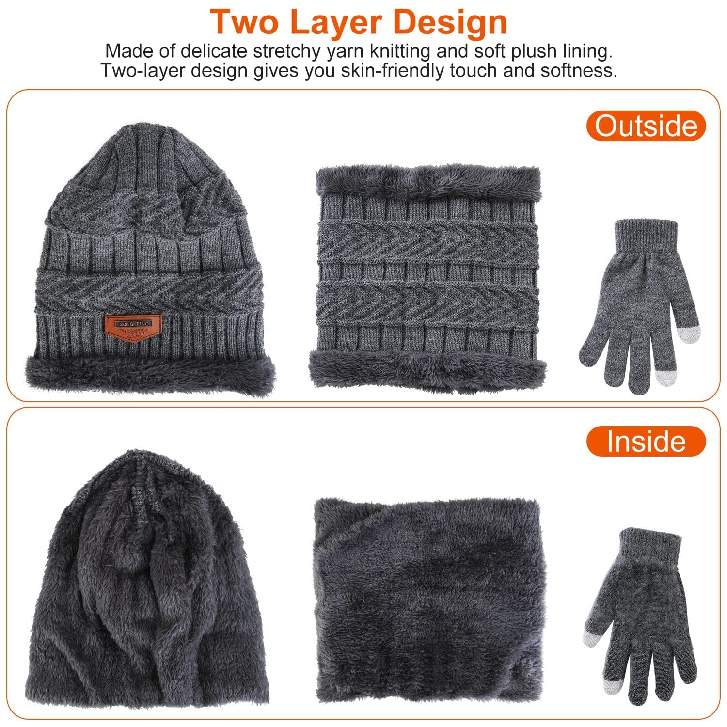 Winter Warm Beanie and Touch Screen Gloves Scarfs Set New Arrival Cheap Online