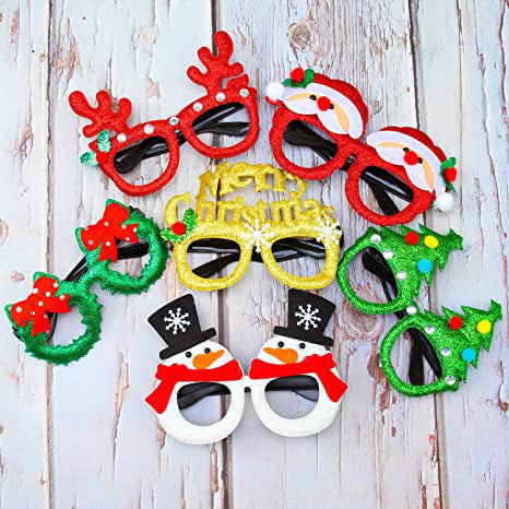 9-Pieces: Christmas Glitter Party Glasses Frame Cheap Sale Now