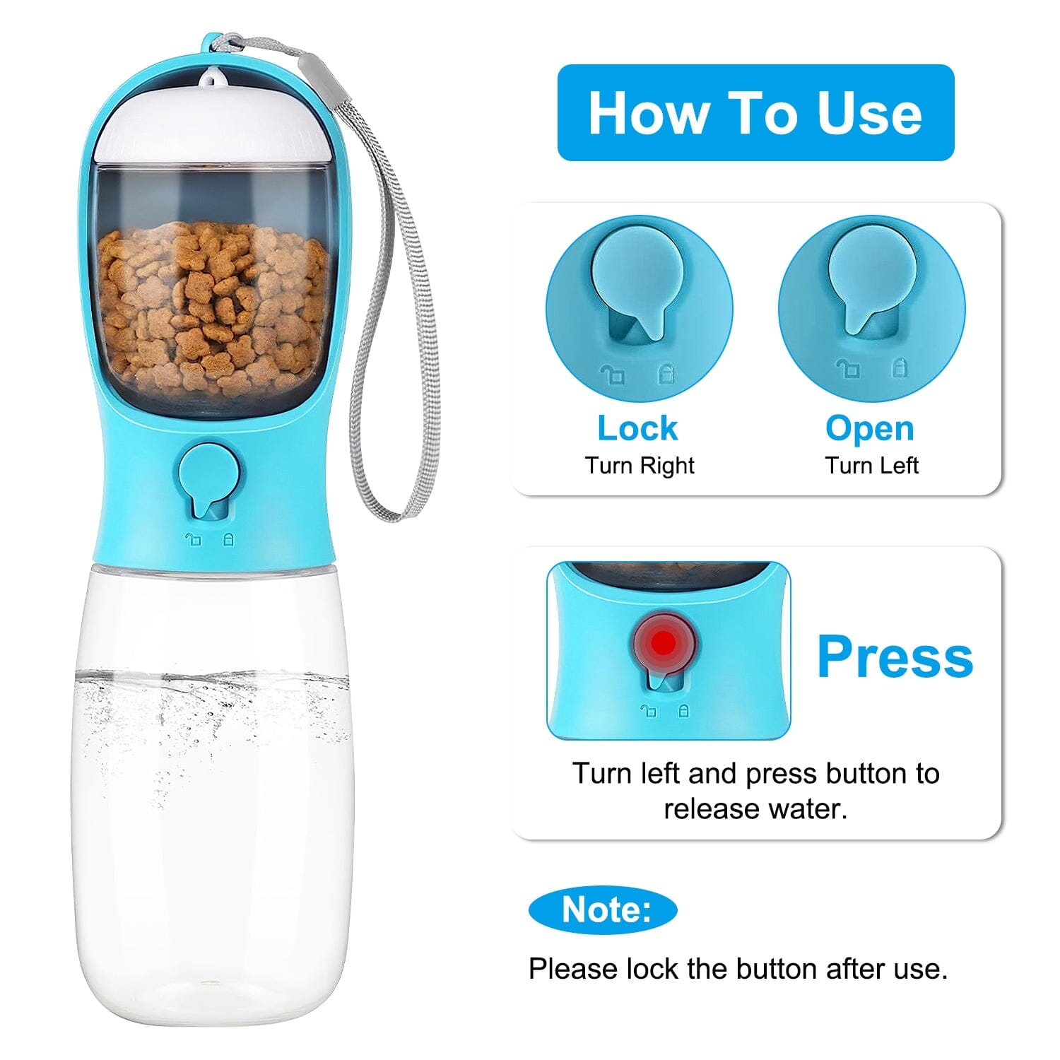 18.6 oz Portable Dog Water Dispenser with Detachable Food Container Free Shipping Manchester