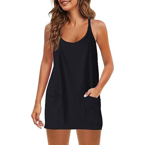 Womens Summer Sleeveless Mini Dress V Neck Spaghetti Strap with Pockets Free Shipping Finishline