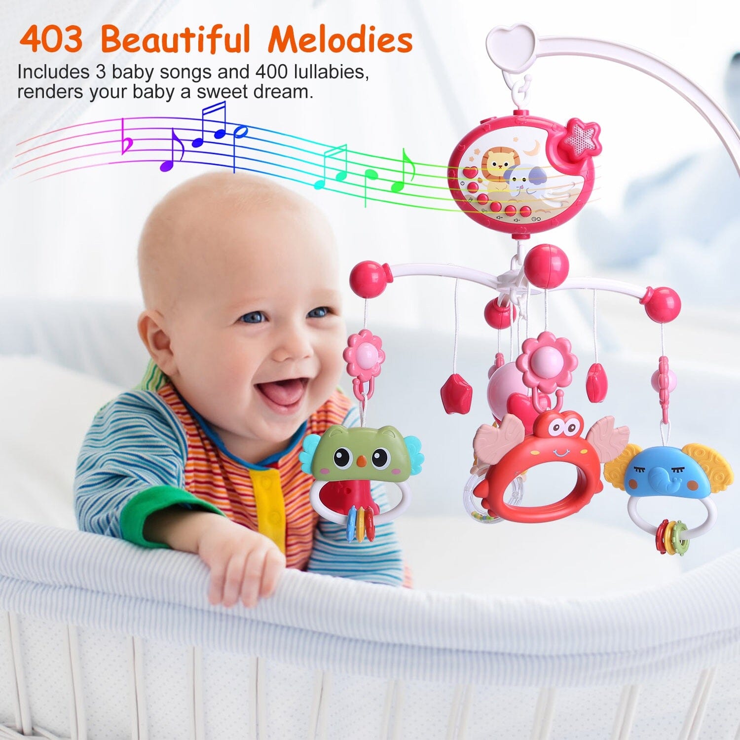 Baby Musical Crib Bed Bell Rotating Mobile Star Projection Inexpensive Cheap Online