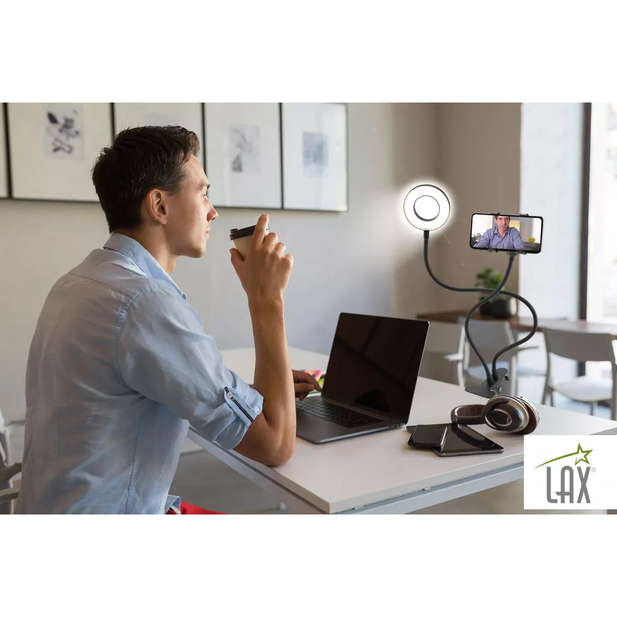 LAX Selfie Ring LED Light Stand with Desk Clip Original Cheap Online