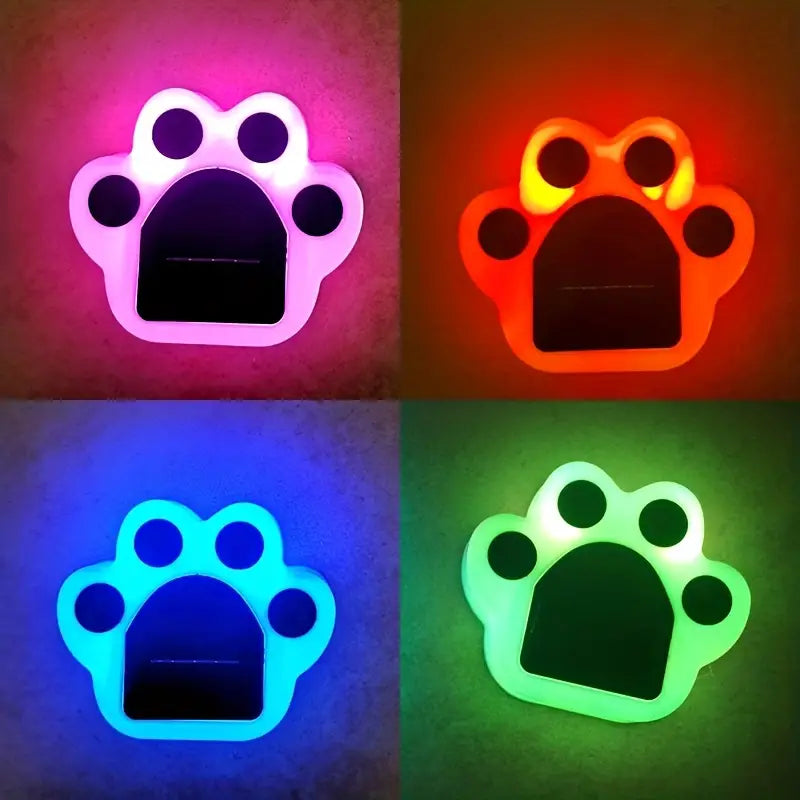 4-Pieces: Cute Paw-Shaped Solar Lawn Lights Factory Outlet For Sale