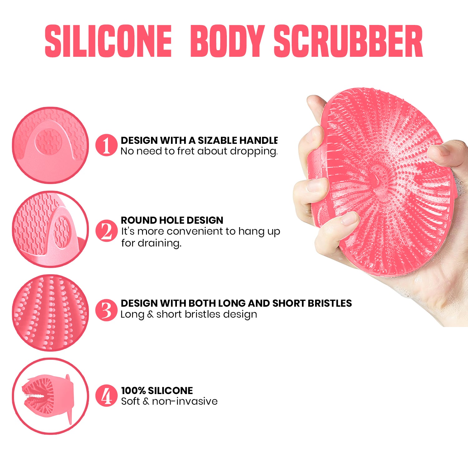 Antimicrobial Silicone Non Slip Exfoliating Body Scrubber Buy Cheap Deals