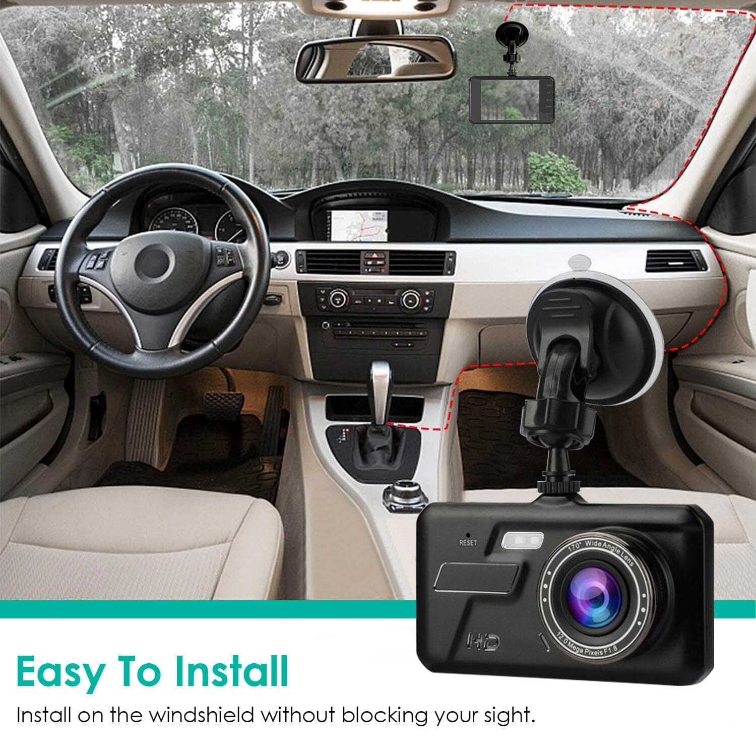 1080P 4-Inch Touch Screen Dual Dash Cam Free Shipping Supply