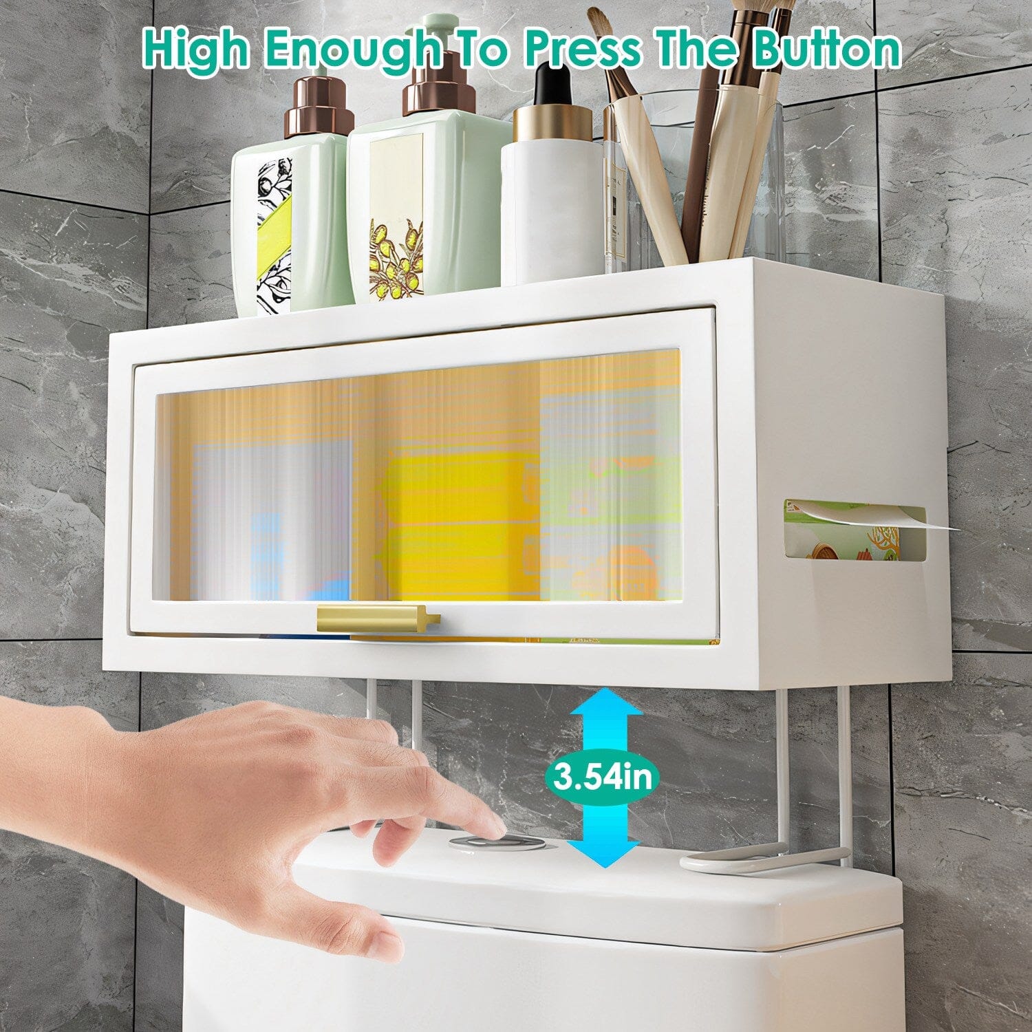 Over the Toilet Storage Cabinet with Dust-Proof Transparent Magnetic Door Side Opening Sale Low Pice