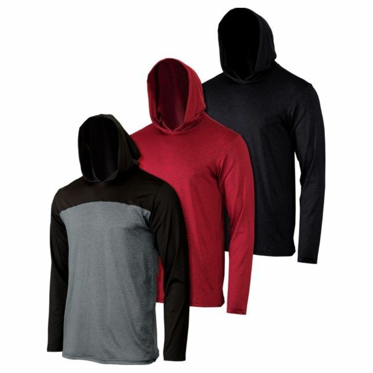 3-Pack: Men's Moisture Wicking Active Athletic Pullover Hoodies Big Sale