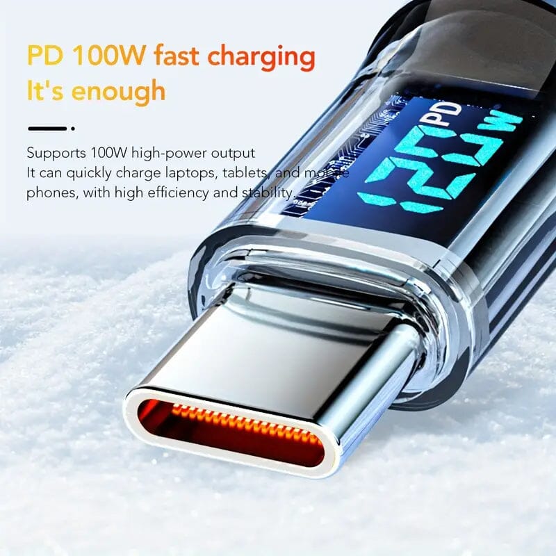 6.6 Ft. Super Fast Charging Cable 120W 6A USB to Type C Charge Cable with LCD Display Reliable