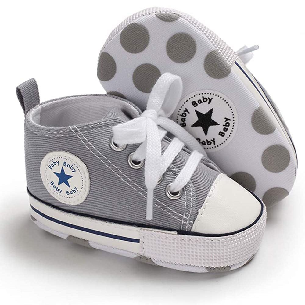 Unisex High Top Sneaker Soft Anti-Slip Sole Newborn Infant Denim Shoes Visit