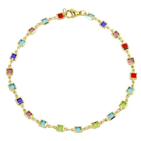 Light Multi Color Crystal Square Ankle Bracelet Free Shipping Genuine