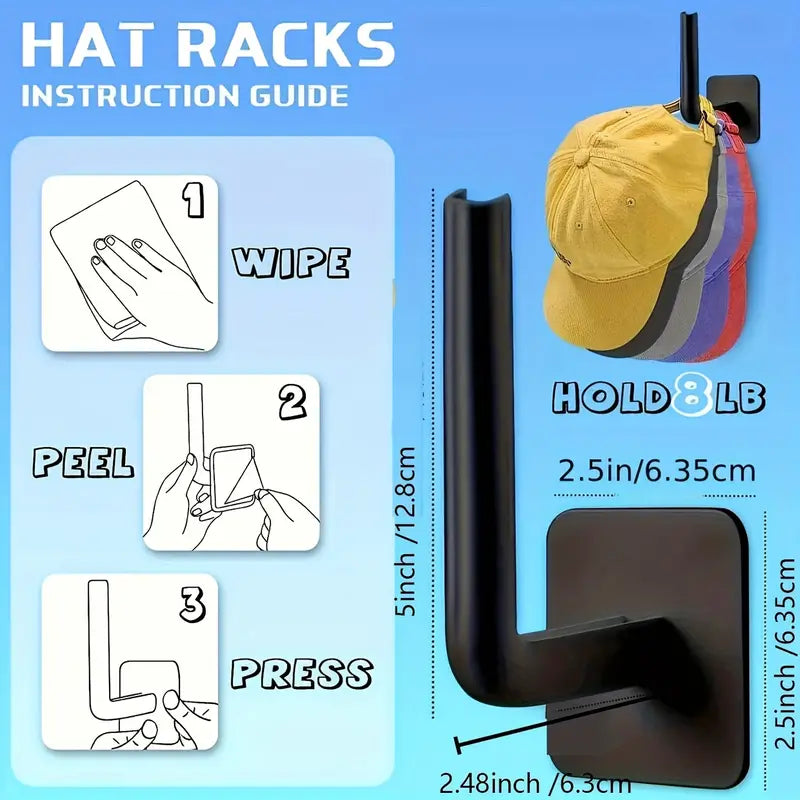 4-Pack: Wall Hat Rack, L-Shaped Storage Rack with Strong Adhesive Tumblr Online