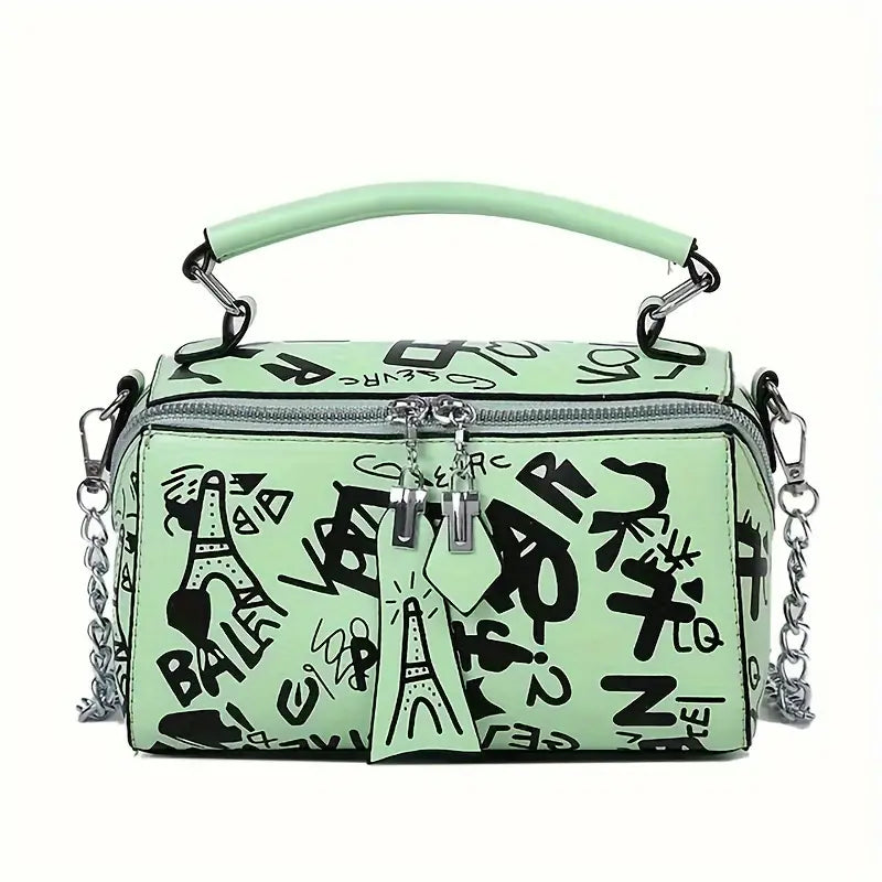 Graffiti Trendy Chain Crossbody Bag for Women Cheap Sale Best Store To Get