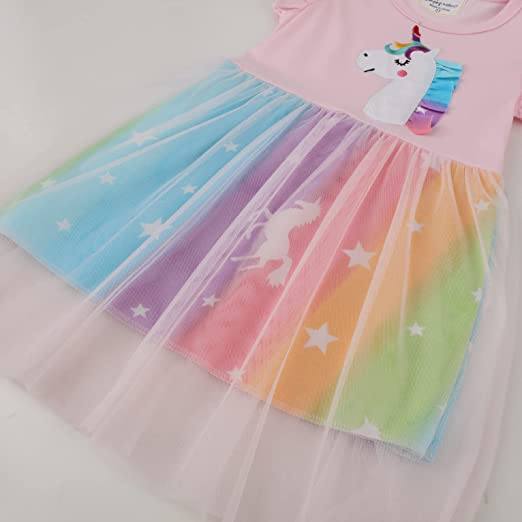 Girl's Cotton Casual Unicorn Dress Buy Cheap Pice