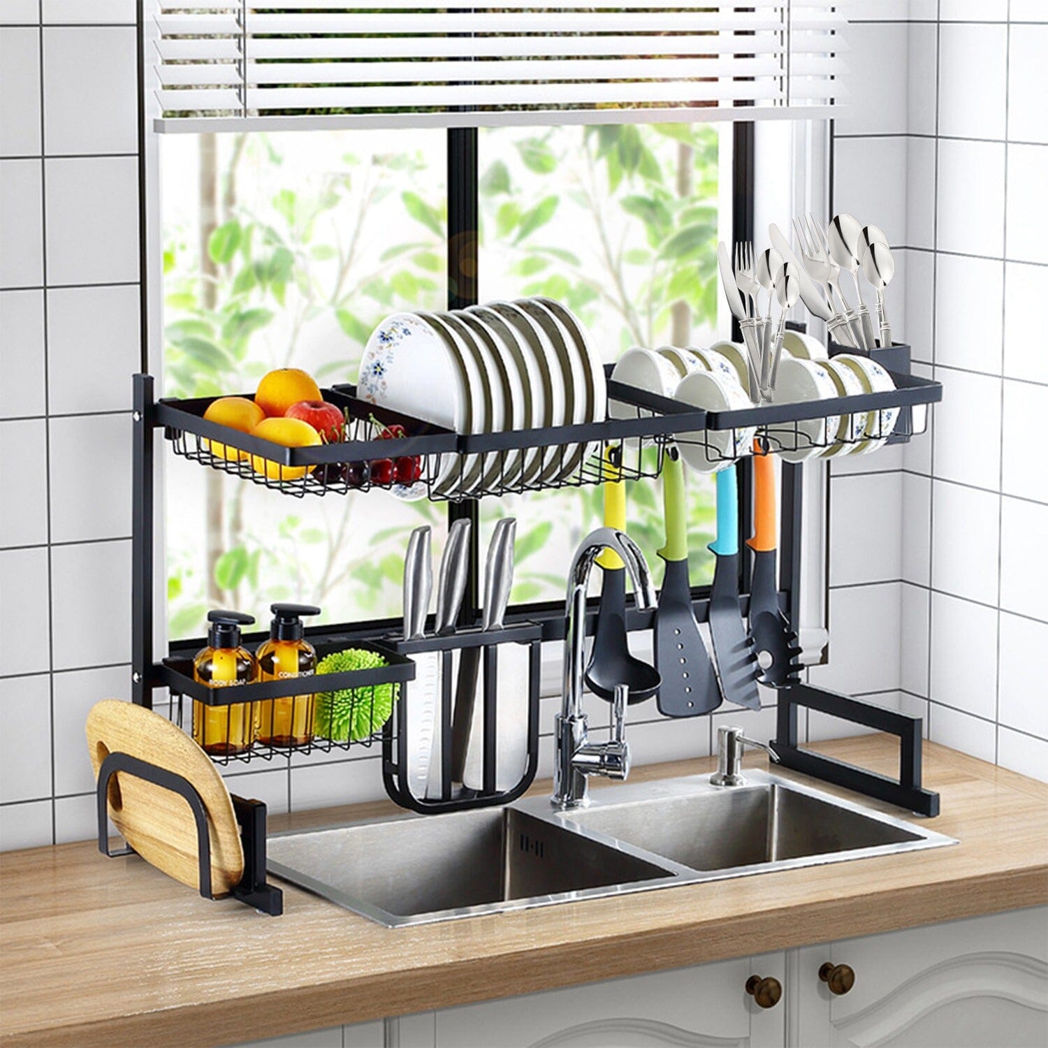 2-Tier Over the Sink Dish Drying Rack Inexpensive