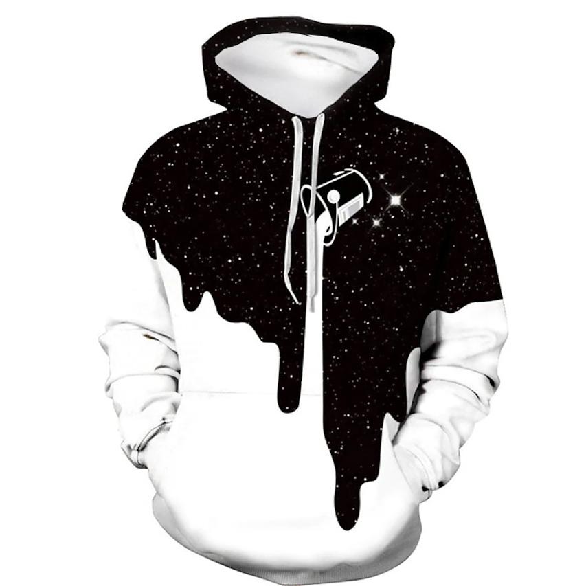 Men's 3D Print Block Starry Sky Milk Hoodie Cheap Big Sale