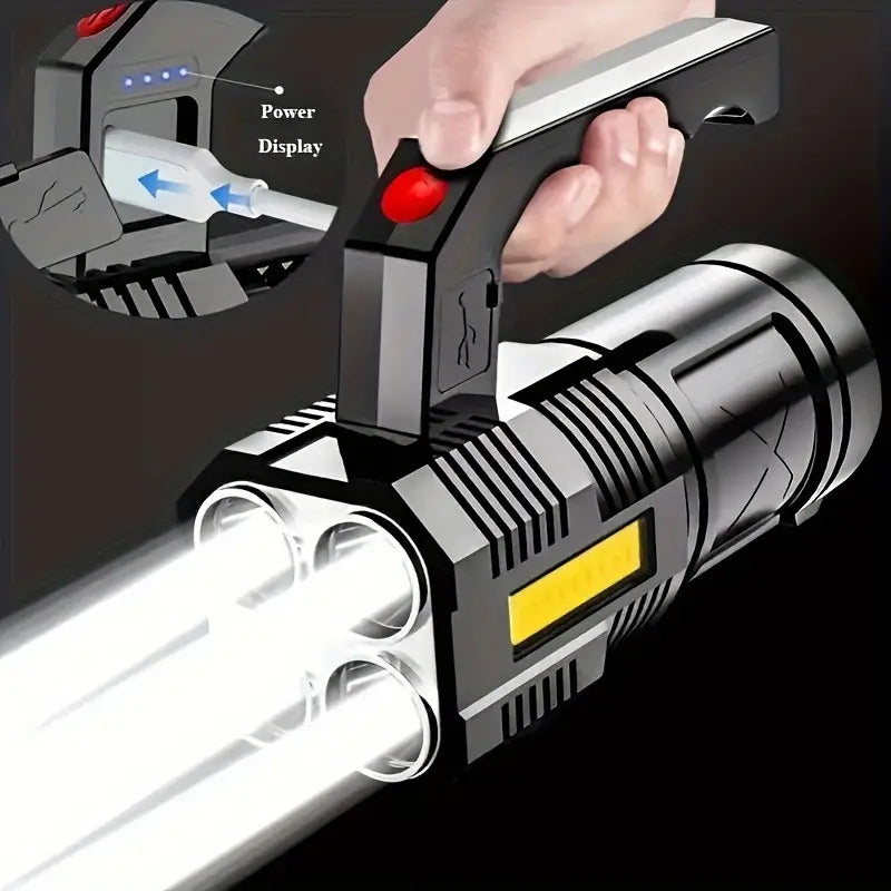 Tactical LED Flashlight, 800mAh Rechargeable Via USB, High-Power Light With 4-Mode Output Clearance Fast Delivery