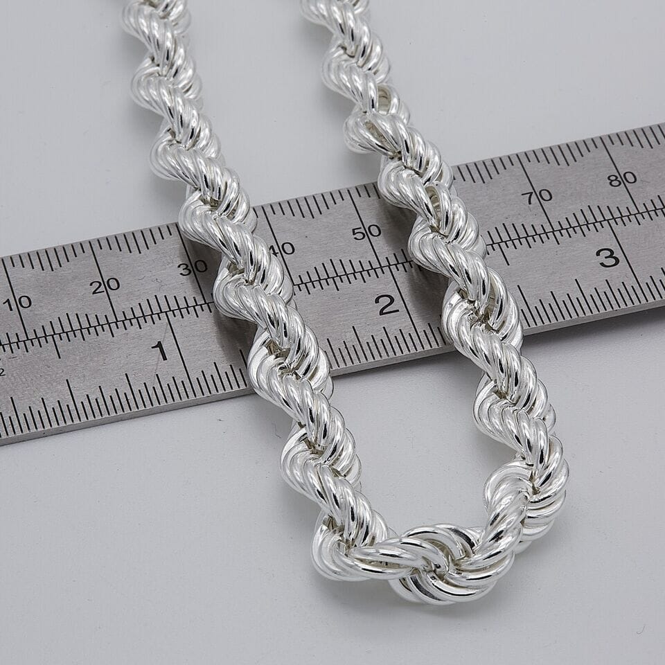 Solid 925 Sterling Silver Italian Rope Chain Mens Necklace 8MM - Diamond Cut Buy Cheap From China