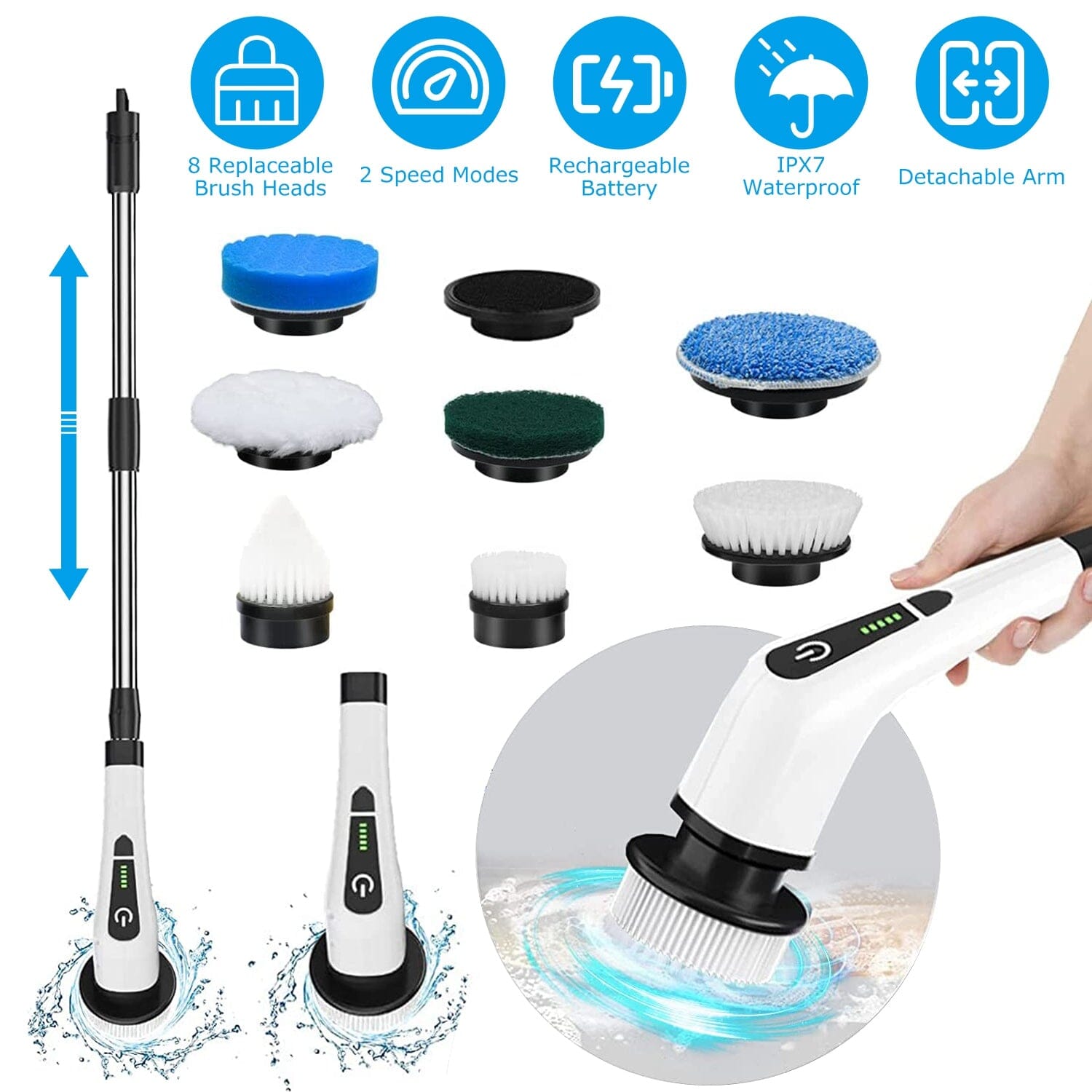 Rechargeable Electric Spin Scrubber 8 Brush Replaceable Heads 2 Speed Buy Cheap Looking For