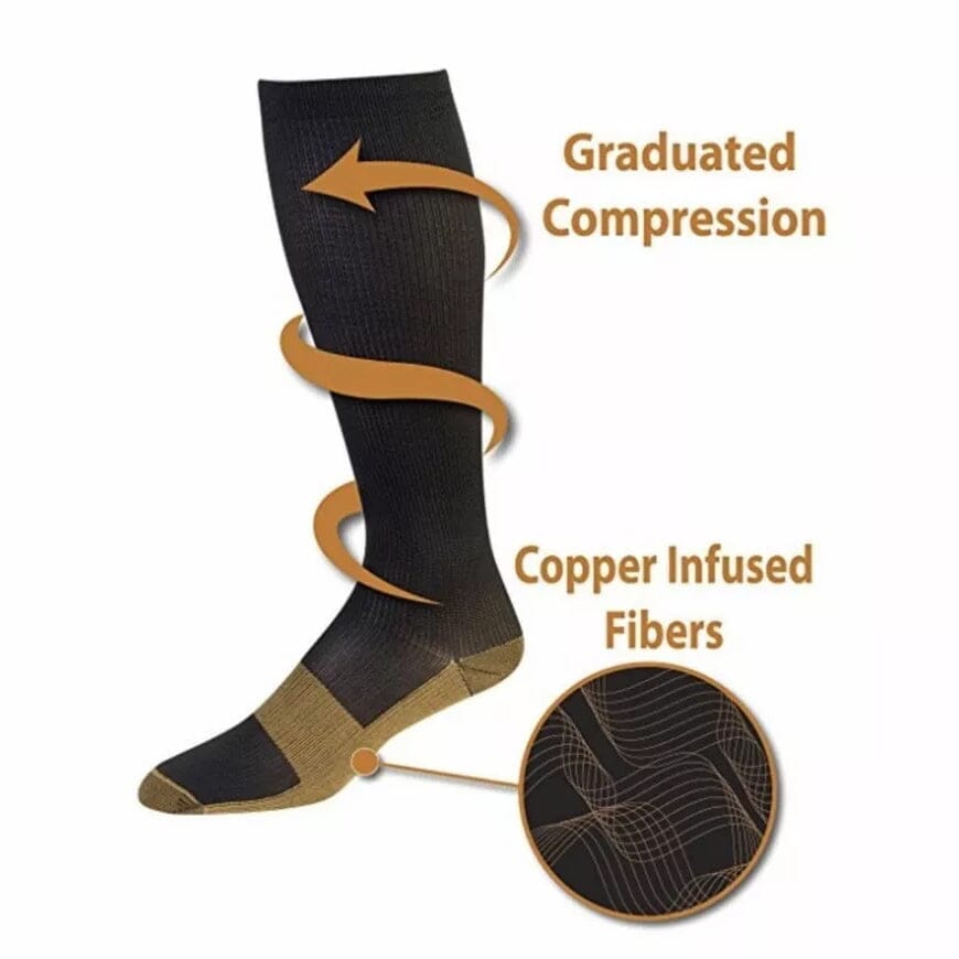 Copper Compression Socks 20-30mmHg Graduated Support L/XL for Men and Women Free Shipping With Credit Card