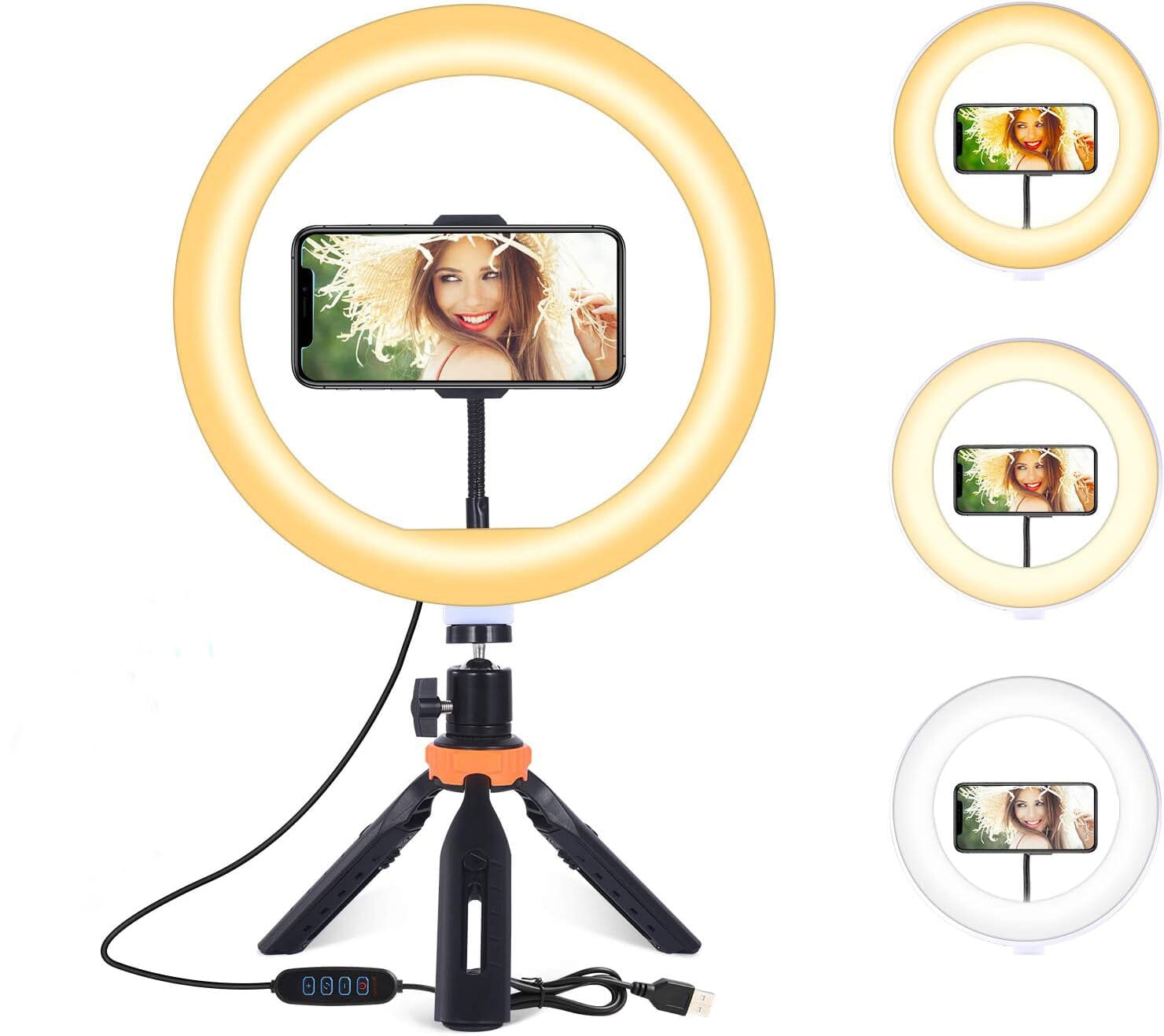 10 LED Ring Light, Selfie Ring Light with Stand and Phone Holder, 11 Brightness Levels (Refurbished) Free Shipping Manchester Great Sale