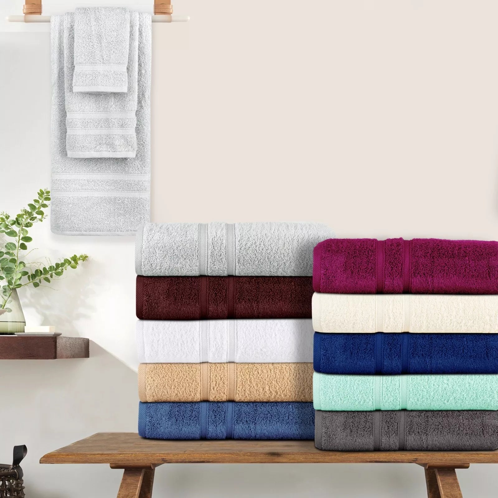 12-Piece Set: Bibb Home Zero Twist Egyptian Cotton Towel Set Free Shipping 2025 Unisex