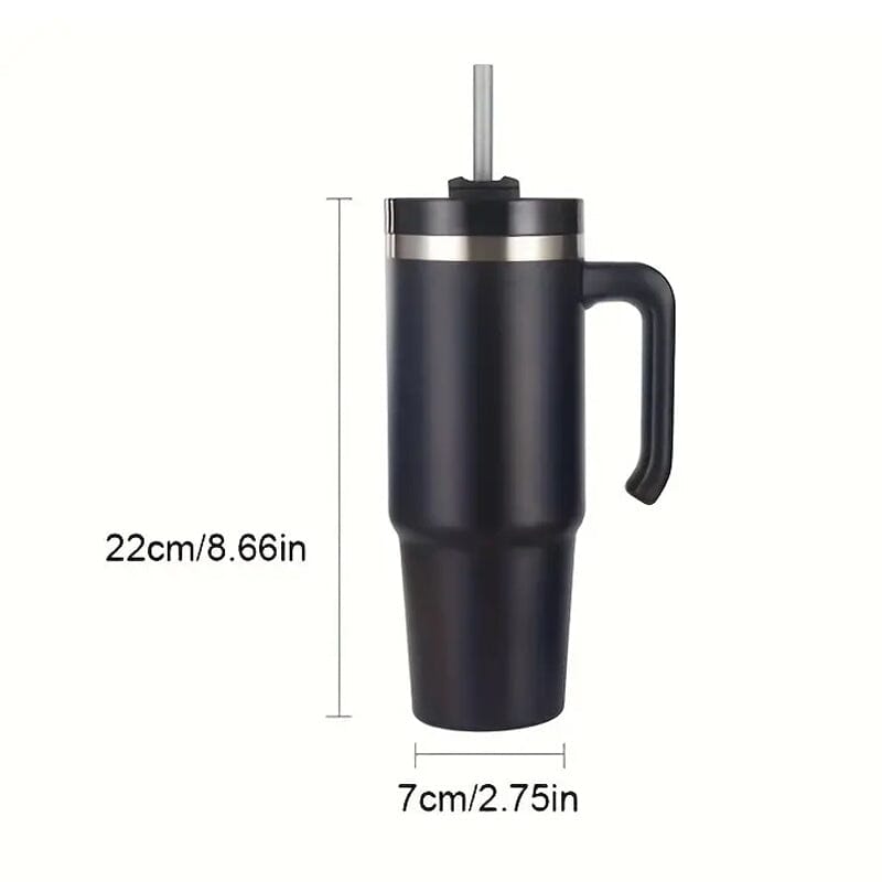 30.5 Oz 304 Stainless Steel Double Vacuum Portable Travel Cup with Handle and Straw Browse Cheap Online