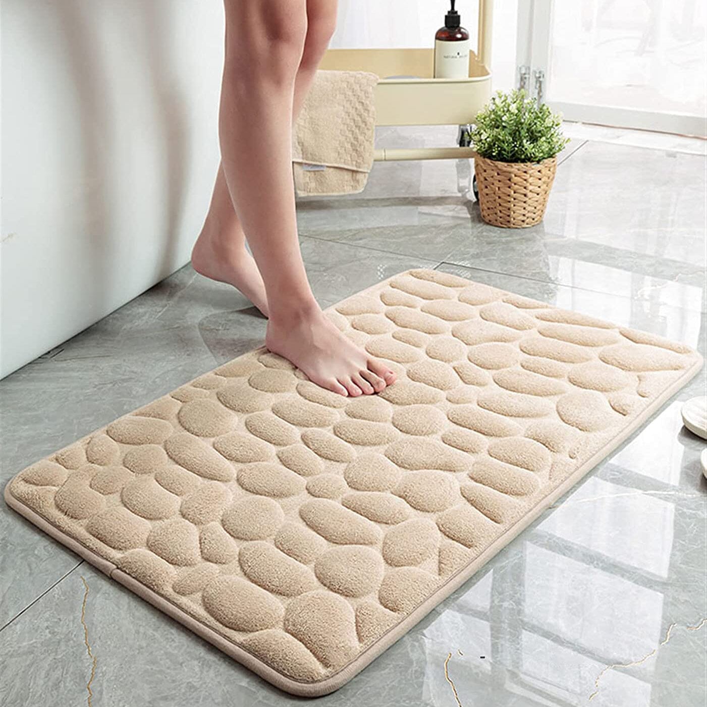 Soft Memory Foam Non Slip Cobblestone Embossing Bath Mat Clearance Best