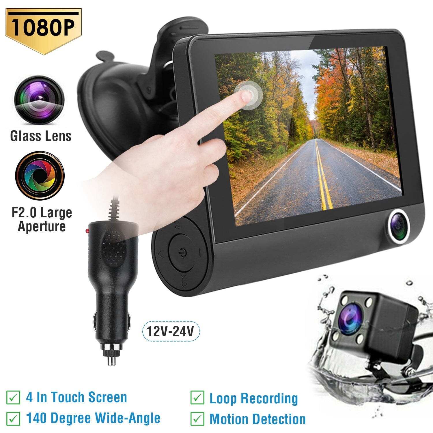 FHD 1080P Touchscreen Car DVR Dash Camera Quality Free Shipping For Sale