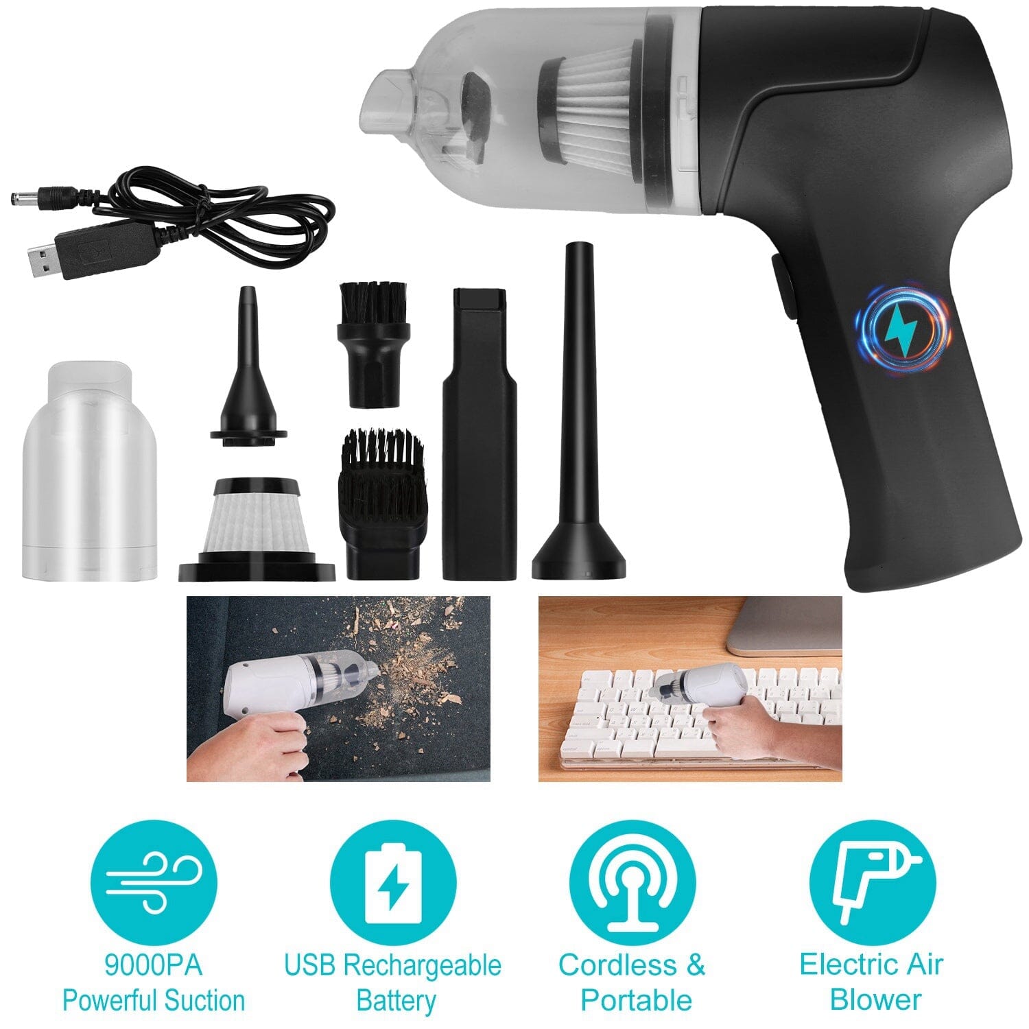 2-in-1 Cordless Vacuum Cleaner Compressed Air Duster Cheap Sale Amazing Pice