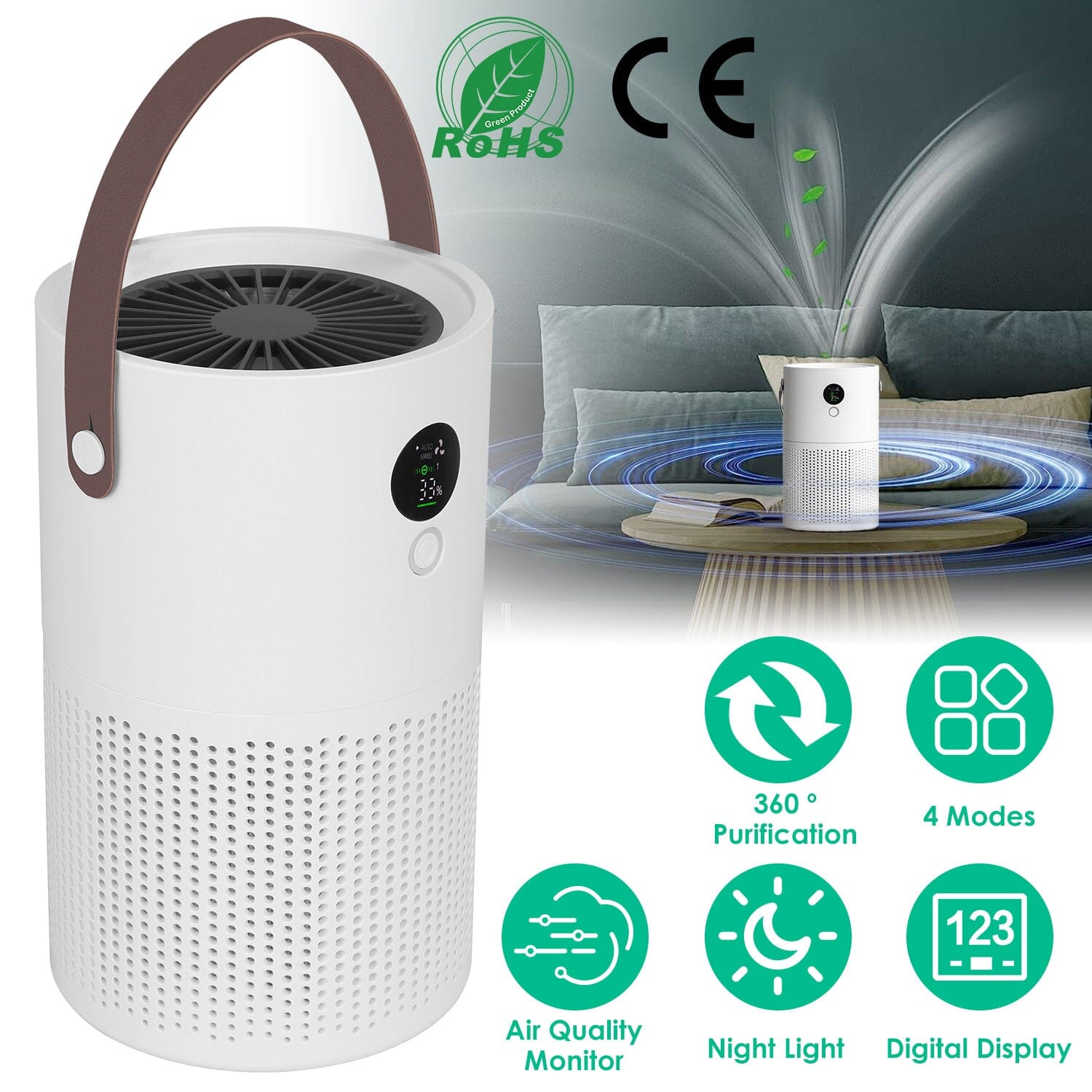 Portable Anio Air Purifier Electronic Air Sterilization with 4 Modes Night Light Cheap Free Shipping