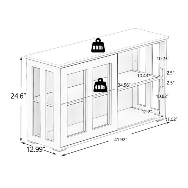 Buffet Sideboard with Sliding Glass Door and Adjustable Shelf Store Cheap Online