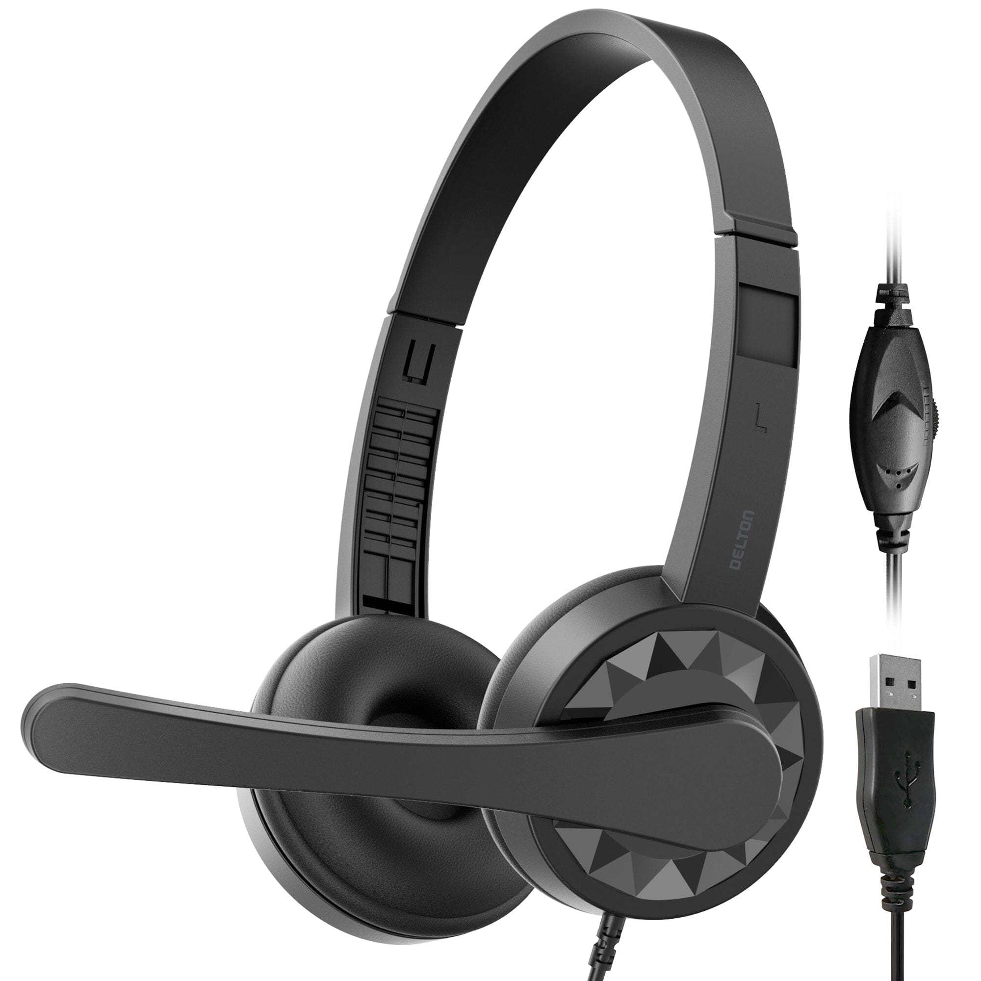 Delton 12Y USB Computer Headset with Microphone Noise Isolating Headphones In-Line Volume Control Cheap Sale Cheap