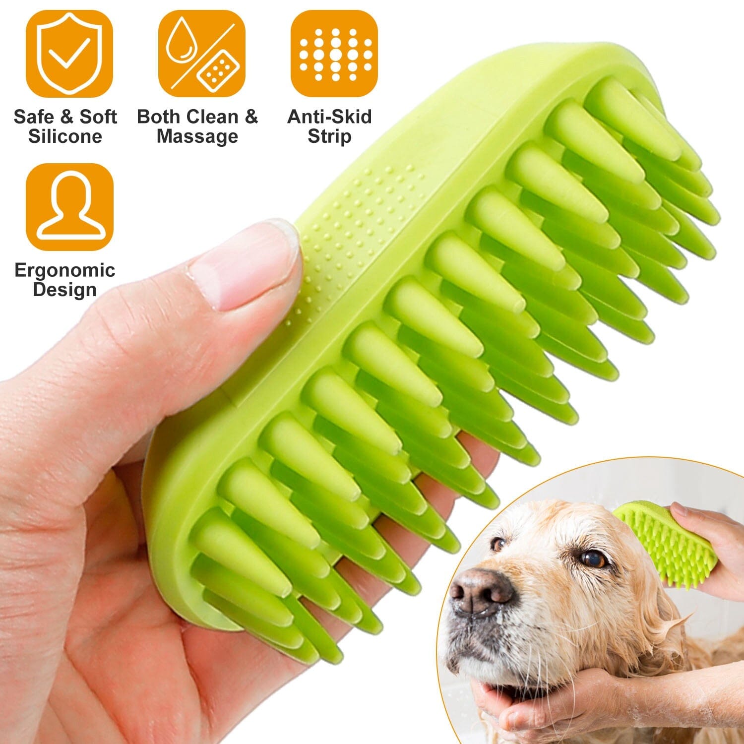 Dog Bath Brush Anti-Skid Pet Grooming Shower Silicone Massage Comb Cheap Extremely